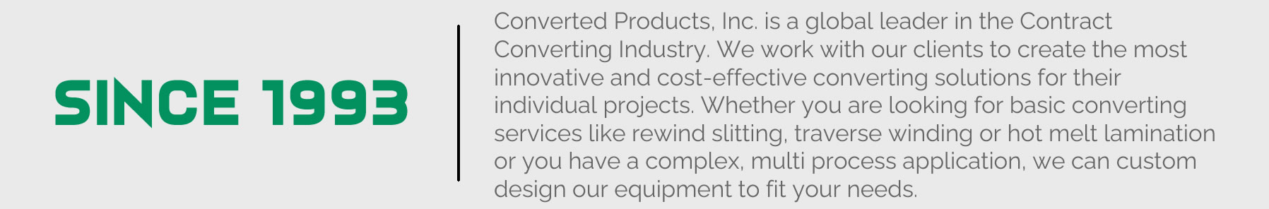 Converted Products Facility and Products Banner